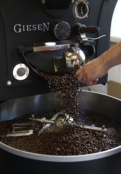 Roasted beans spilling out