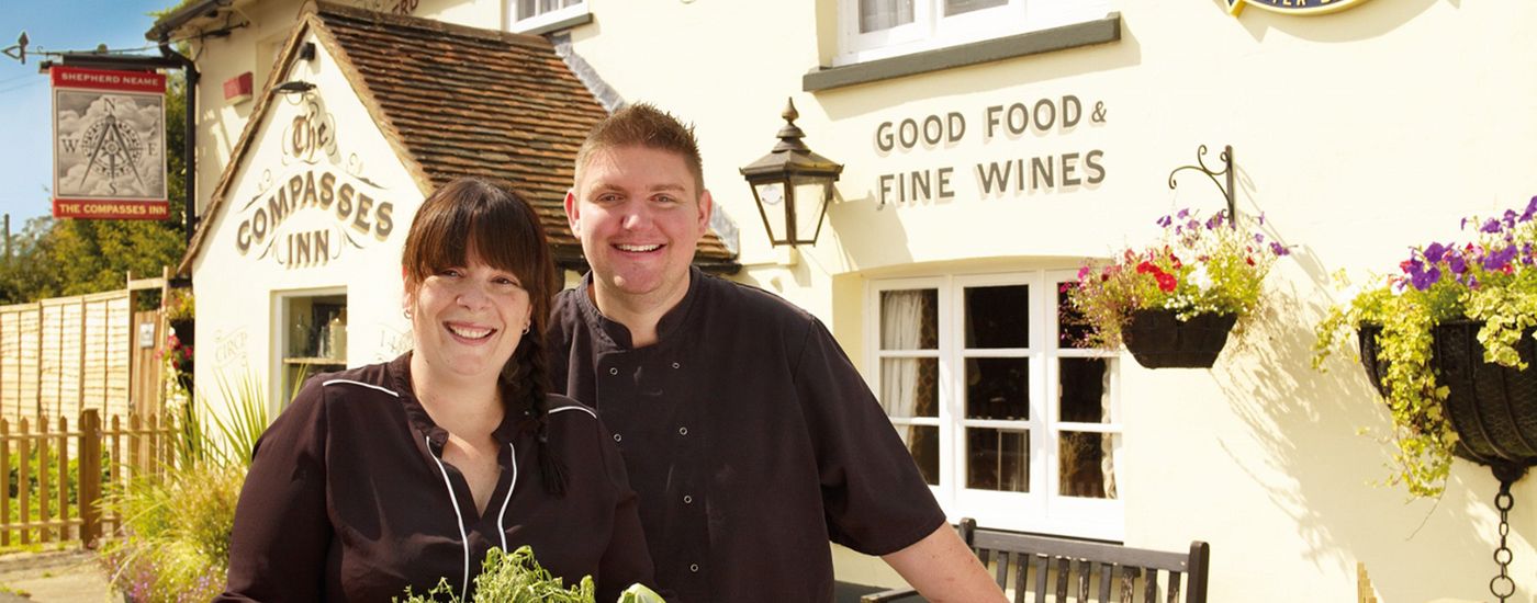 Shepherd Neame Licensees Donna and Rob Taylor at The Compasses Inn