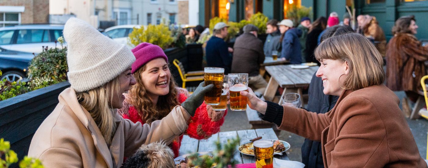 Shepherd Neame Celebrating pubs reopening at the Rose in June Margate on Monday evening